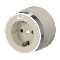 Изображение Розетка с заземлением (слоновая кость матовый/хром) W5871055