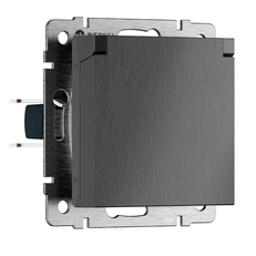 Изображение Розетка влагозащ. с зазем. с защит. крышкой и шторками N (графит рифленый) W1171204W1171204